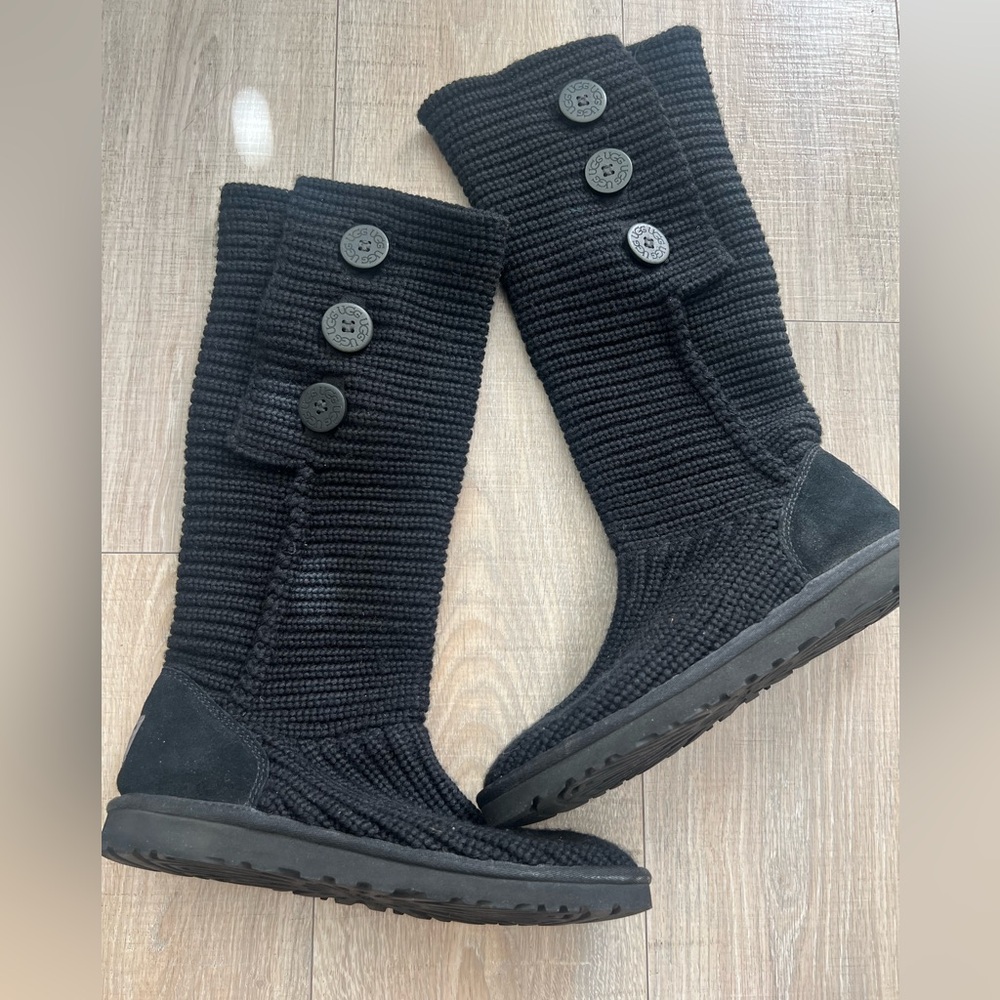 Black knit UGG boots Size 9